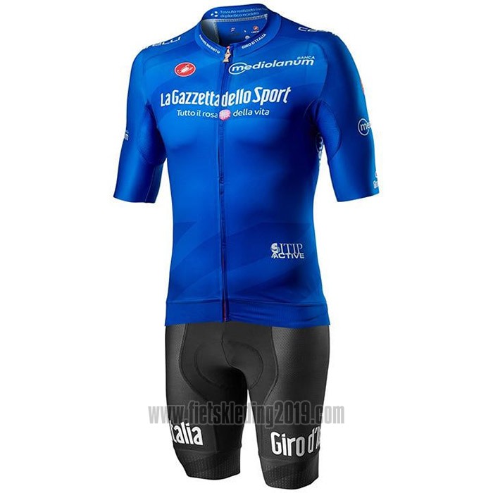 2020 Fietskleding Giro D'italie Blauw Korte Mouwen en Koersbroek